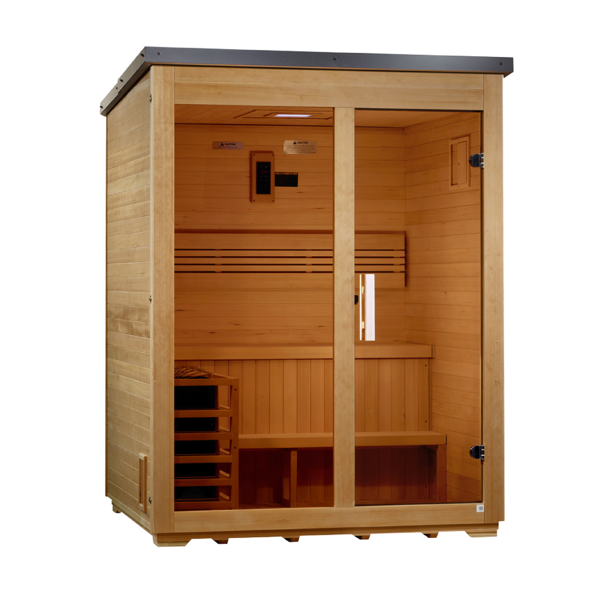 Golden Designs Arlberg 3 Person Traditional Outdoor Steam Sauna - Flat Roof